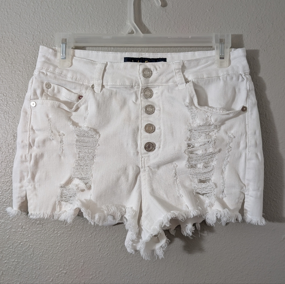 Indigo Rein White Distressed Jean Shorts
